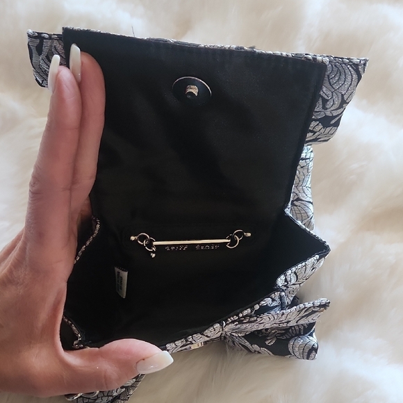 White House Black Market Black and Silver Floral Clutch - Picture 5 of 8